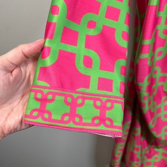 Gretchen Scott Ruched City Unchained Jersey Dress Size Small Pink Green Stretch - Picture 10 of 10